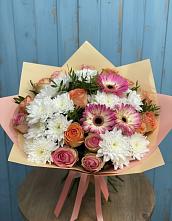 Букет цветов из:  Розы, Герберы и Хризантемы в Больших Салах