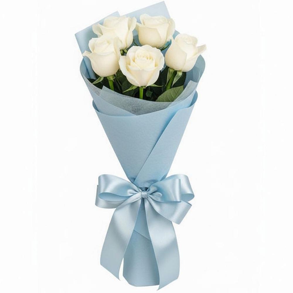 Букет 5 Белых роз Проуд в Больших Салах