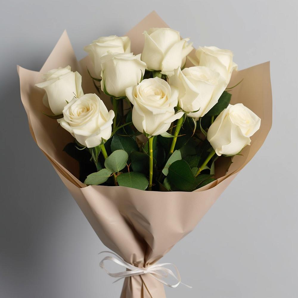 Букет 9 Белых роз Эдлесс Лав в Больших Салах