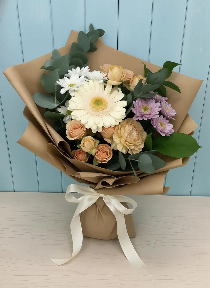 Букет цветов из: Герберы и Хризантемы в Больших Салах