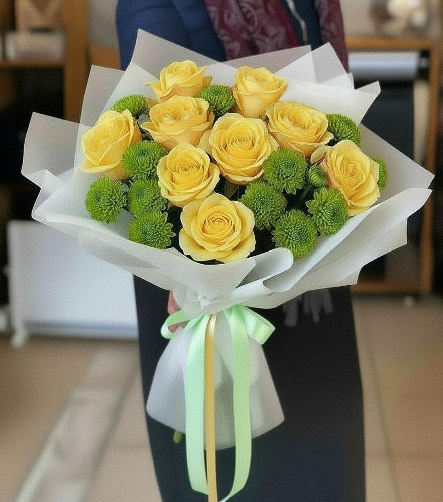 Букет цветов из: Хризантемы и Розы в Больших Салах