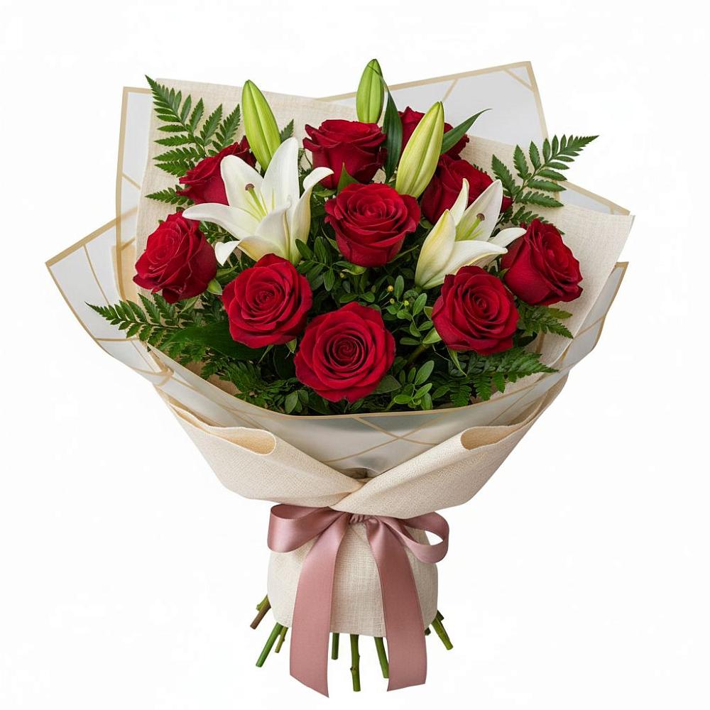 Букет цветов из: Лилии и Розы в Больших Салах