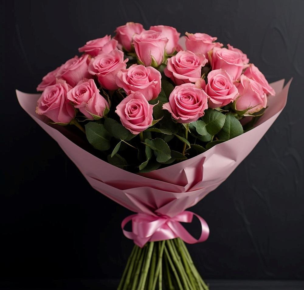 Букет 25 розовых роз в Больших Салах