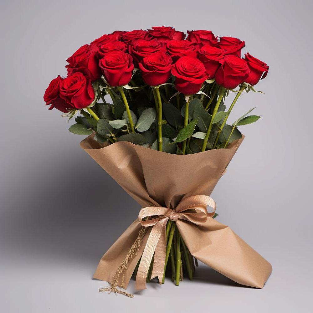 Букет 21 Красная роза Эдлесс Лав в Больших Салах