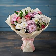 Букет цветов из:  Хризантемы, Альстромерии и Розы в Больших Салах