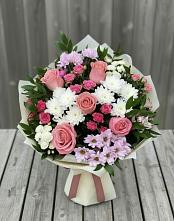 Букет цветов из:  Альстромерии, Гвоздики, Розы и Хризантемы #REPLACE_PRED# Больших Салах