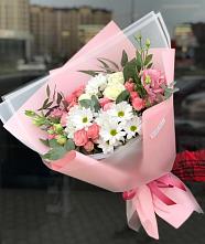 Букет цветов из:  Розы, Лизиантусы и Хризантемы в Больших Салах