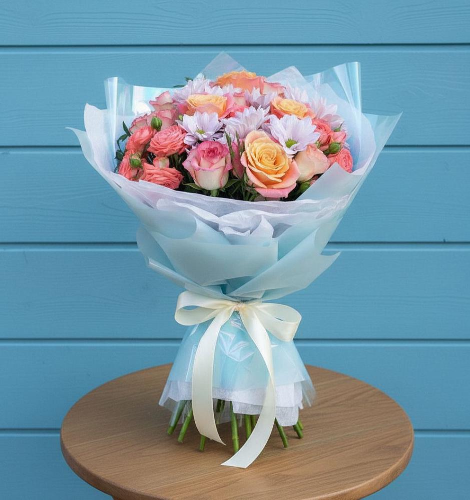 Букет цветов из: Хризантемы и Розы в Больших Салах