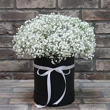 Цветочная композиция из Гипсофила в шляпной коробке в Больших Салах