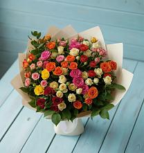 Букет Микс из разноцветных кустовых роз #REPLACE_PRED# Больших Салах